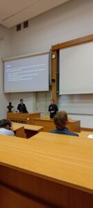 Calum presenting GSO to the audience assembled in the conference room in Prague's Czech Technical University